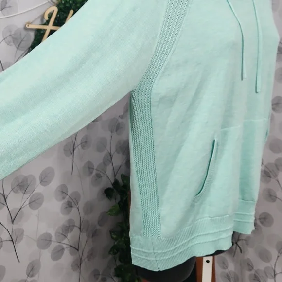 Athleta Lightweight Knit Hoodie - Mint Pointelle Accent - Picture 4 of 8